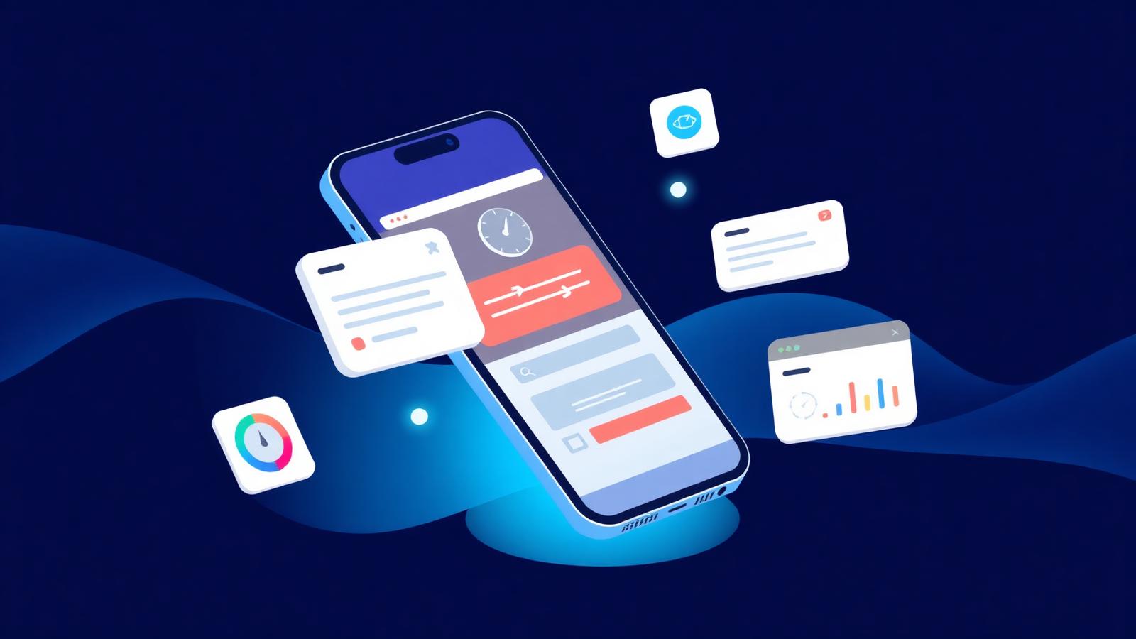 Illustrated business owner receiving website lead notifications on a smartphone